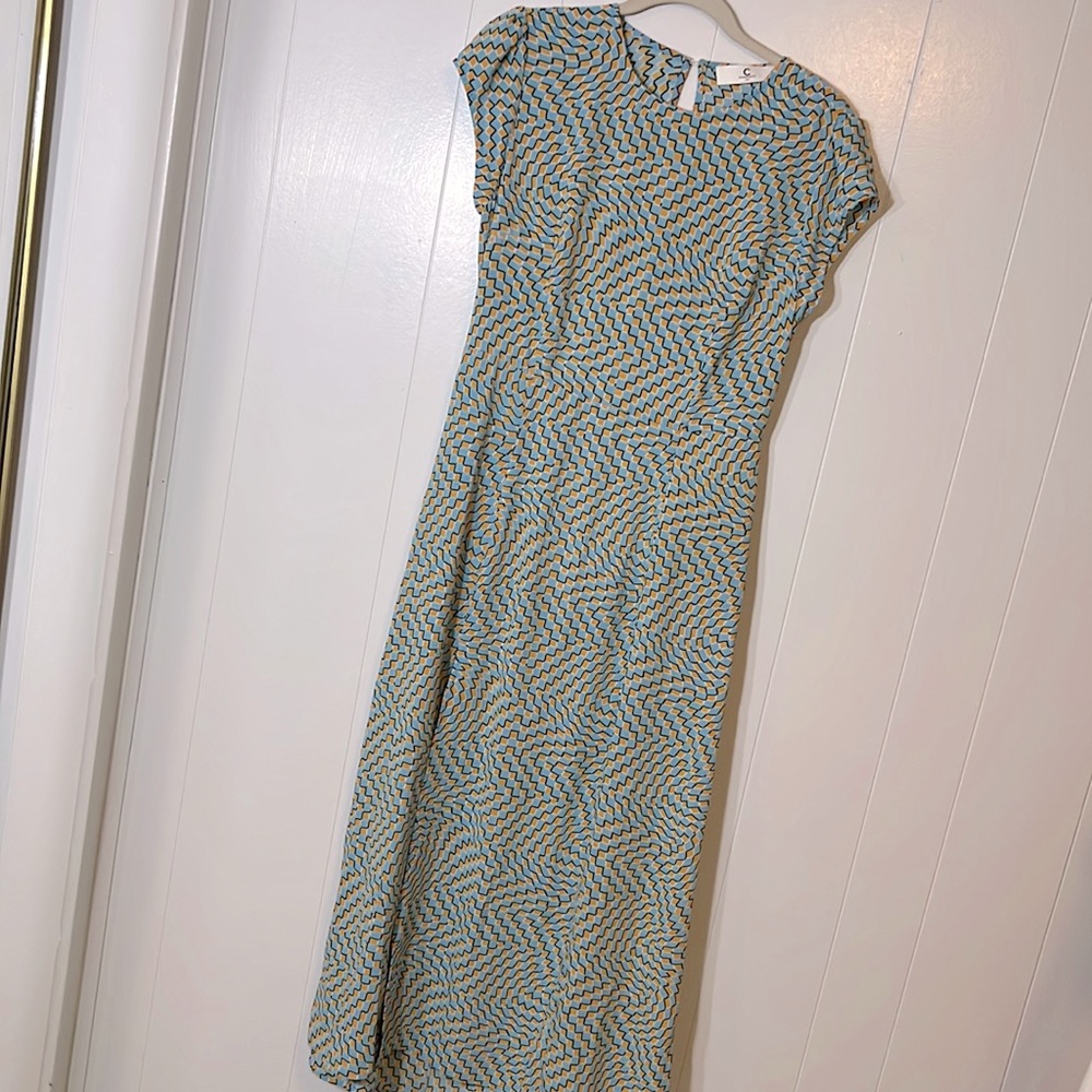 Commense midi geometric cap sleeve dress